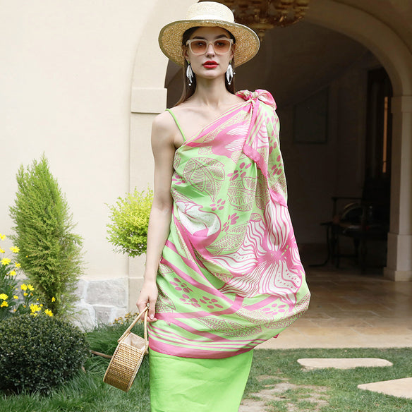 Radiant Blooms Silk Chiffon Wrap  Scarflings® Sheer Sophistication   