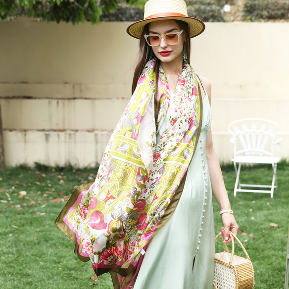 Amalfi Bloom Silk Chiffon Wrap  Scarflings® Sheer Sophistication   