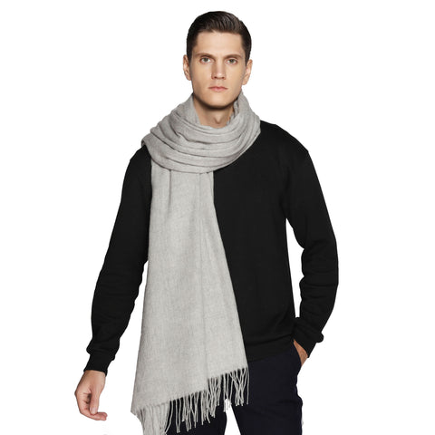 Grey Melange Oversized Cashmere Wool Scarf