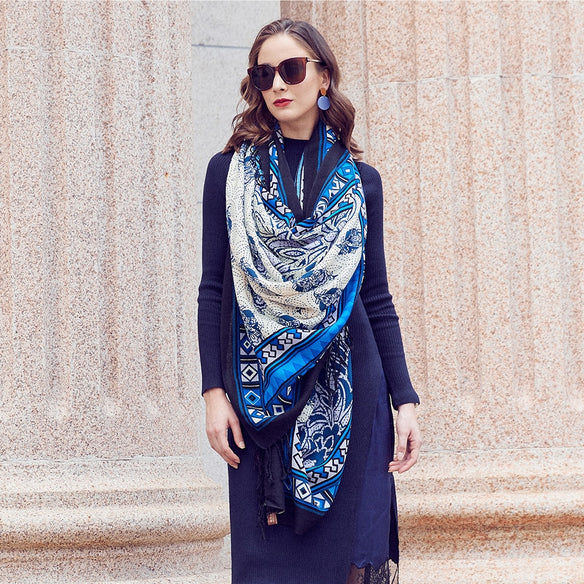 Lazuli Dreams Wool Shawl  Scarflings® Sheer Sophistication   