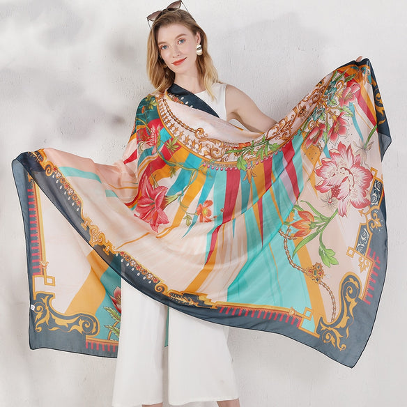 Floral Merry-Go-Round Silk Shawl  Scarflings® Sheer Sophistication   