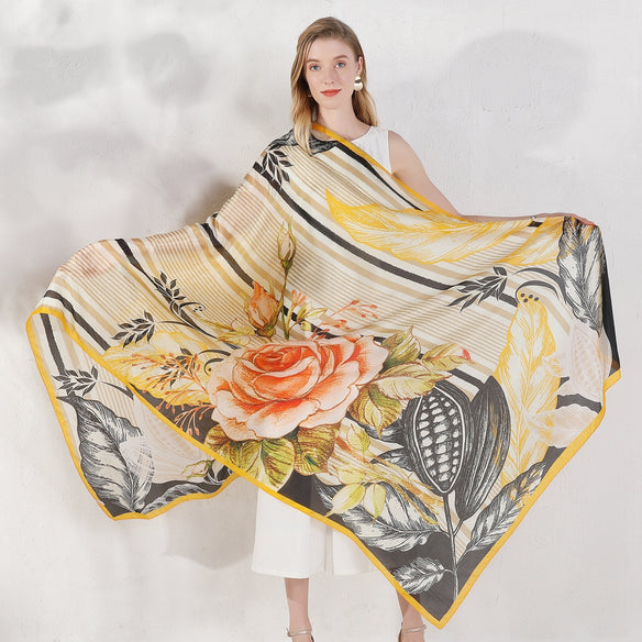 Deckchair Blooms Silk Chiffon Wrap  Scarflings® Sheer Sophistication   