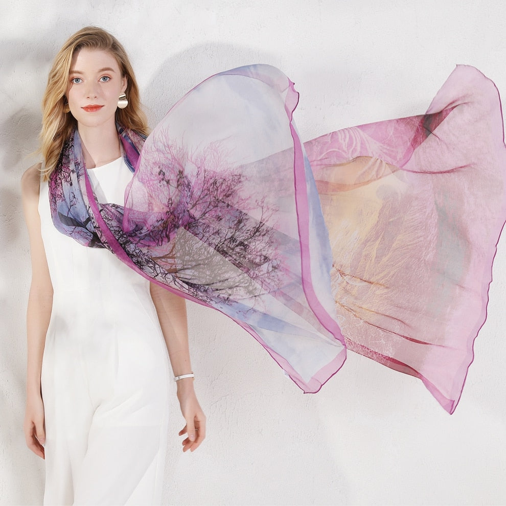 Wisdom of the Forest Silk Scarf  Scarflings® Sheer Sophistication   