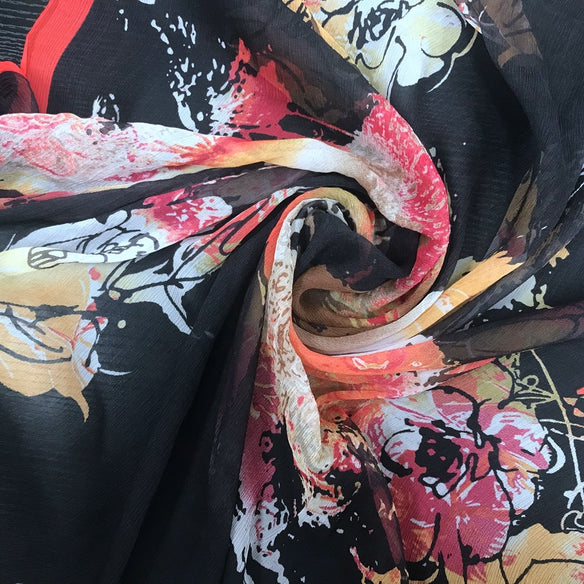Blooming Canvas Silk Scarf  Scarflings® Sheer Sophistication   