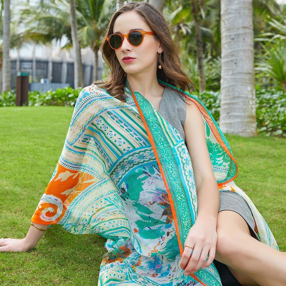 Ocean Paradise Silk Scarf  Scarflings® Sheer Sophistication   