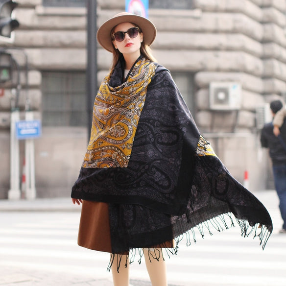 Beauty in Contrast Wool Shawl  Scarflings® Sheer Sophistication   