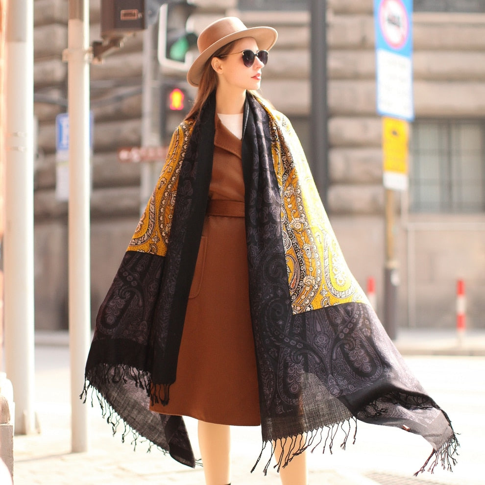 Beauty in Contrast Wool Shawl  Scarflings® Sheer Sophistication   