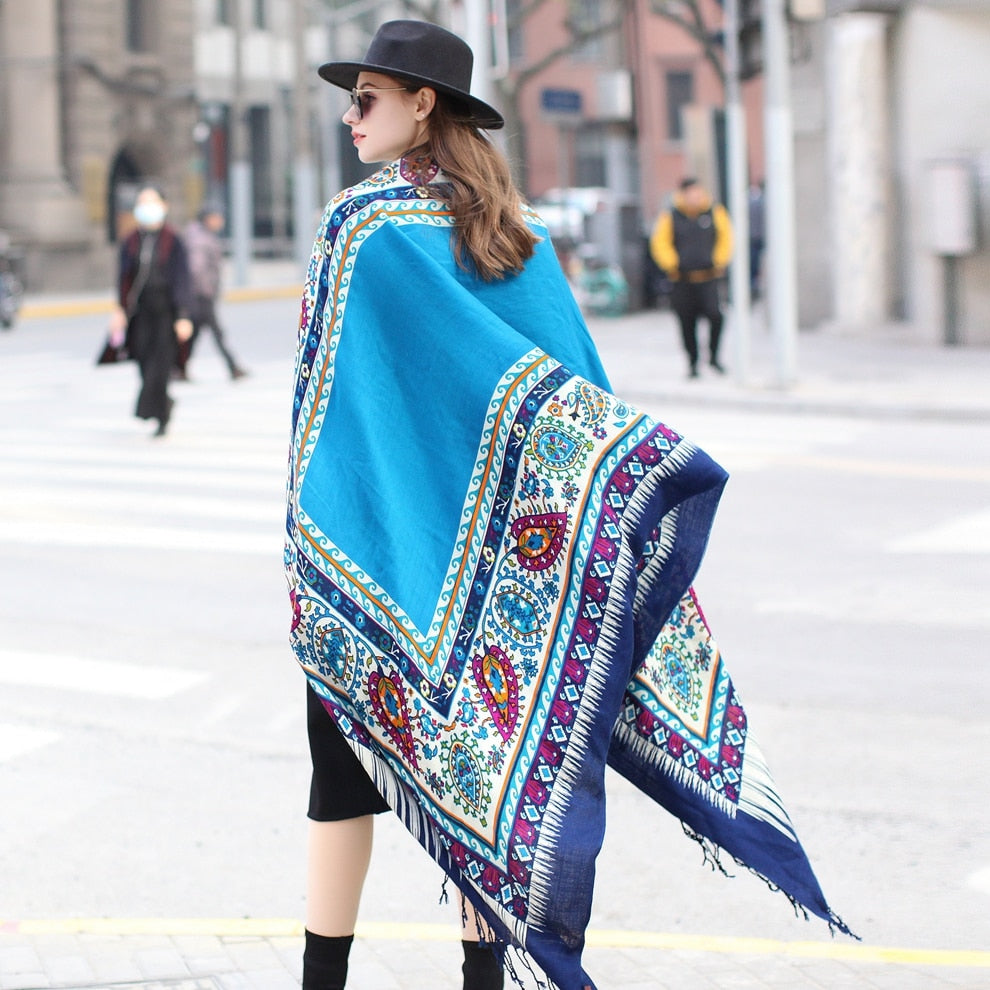 Boho Colourblock Wool Shawl  Scarflings® Sheer Sophistication   