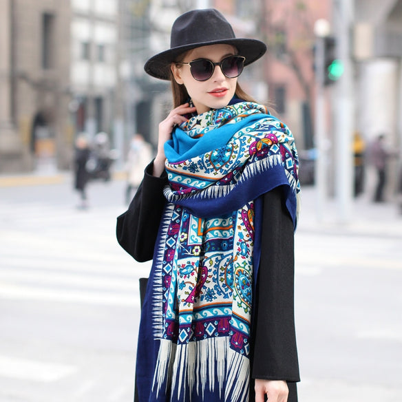 Boho Colourblock Wool Shawl  Scarflings® Sheer Sophistication   