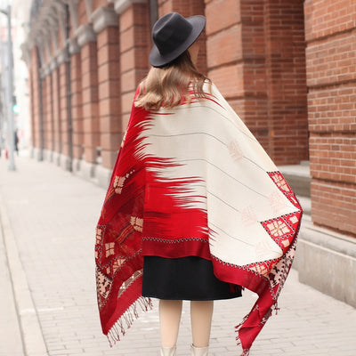 Ornate Cherry Wool Shawl  Scarflings® Sheer Sophistication   