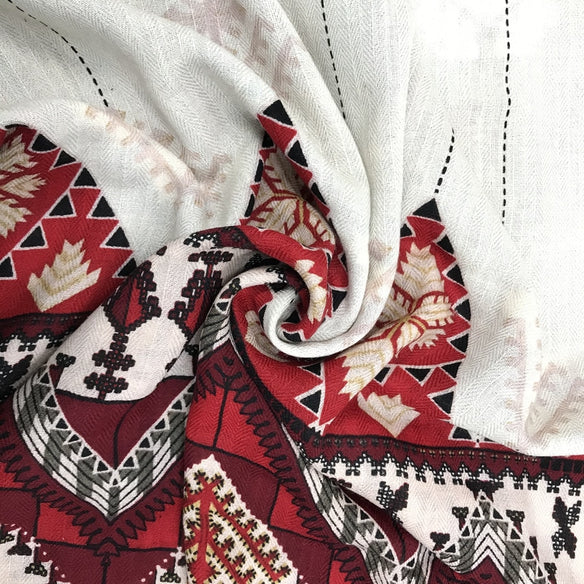 Ornate Cherry Wool Shawl  Scarflings® Sheer Sophistication   