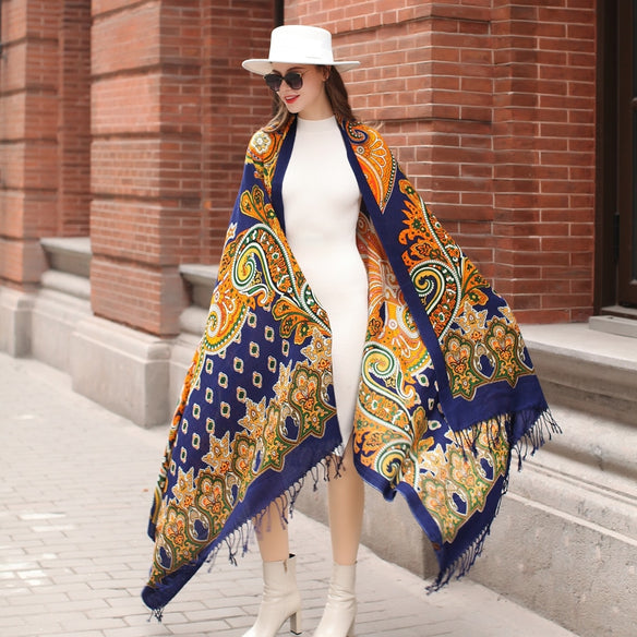 Intertwined Beauty Wool Shawl  Scarflings® Sheer Sophistication Indigo  