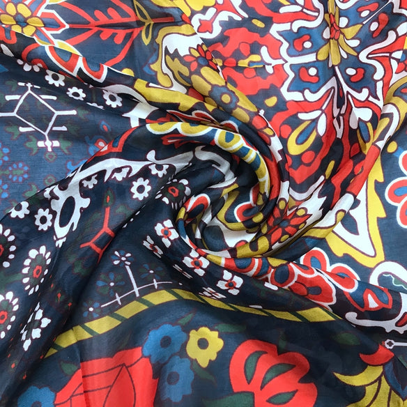 Floral Folklore Silk Chiffon Wrap  Scarflings® Sheer Sophistication   
